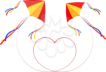 Two kite on a white background. Vector illustration kites with angry. Concept of love and affection. Stock vector