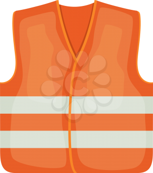 Vector illustration of an orange safety vest road worker, builder. Protective working clothes, orange vest. Cartoon style safety on a white background