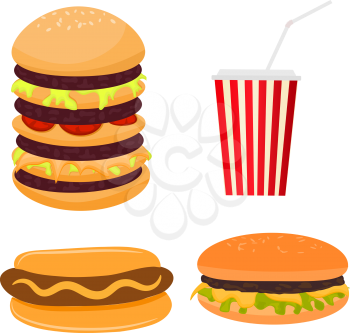 Vector illustration of fast food. Cartoon style