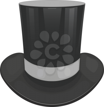 Vector illustration of a black cylinder hat on a white background