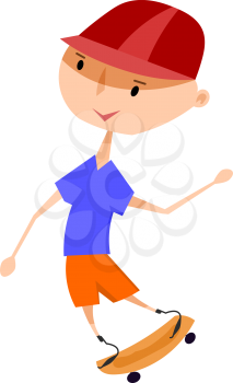 Vector illustration of invalid boy on the prosthesison a skateboard. Happy and cheerful boy a 
disabled person riding a skateboard on a white background. Rehabilitation of children with 
disabilities