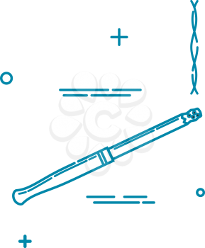 Vector illustration of a flat line icon of a cigarette holder. Abstract linear drawing for 
web design