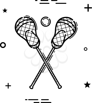 Simple black linear lacrosse icon. Lacrosse sign on white background. Vector illustration