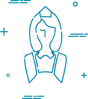 Silhouette of flight attendant, isolated on white background. Linear style. Vector illustration.