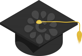 Graduate cap in isometric style on a white background. The subject of the student and graduate college, university, academy. Belonging professor. Vector illustration