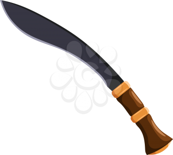 Color image of a machete on a white background. Vector illustration of a cartoon style machete
