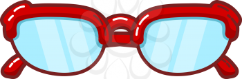 Color image of a vintage sunglasses on a white background. Vector illustration of red sunglasses