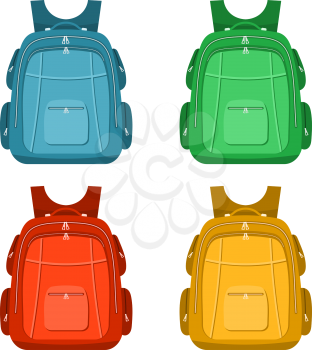 Color image of a backpacks on a white background. School backpack are object isolated. Vector illustration of children's bag