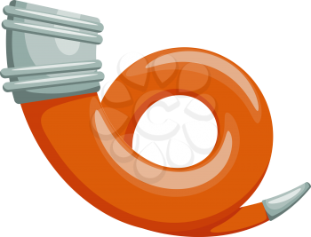 Curved horn for wine on a white background. Caucasian traditional vessel for alcoholic beverages. Vector illustration