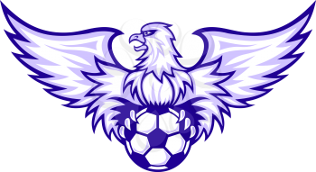 Eagle with football ball for mascot. Vector illustration