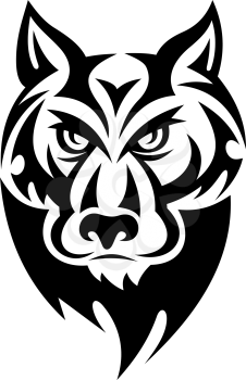 Wild wolf head for mascot or tattoo. Vector illustration