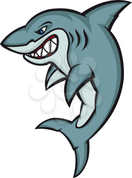 Danger cartoon shark isolated on white. Vector illustration
