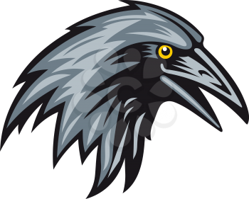 Black raven head for mascot. Vector illustration