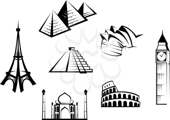 Historical landmarks set for travel design. Vector illustration