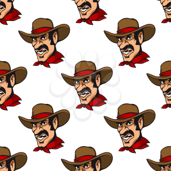 Seamless pattern background with cowboy in hat