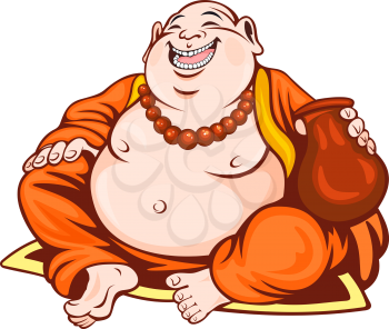 Smiling monk in cartoon style. Vector illustration