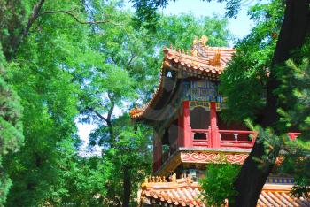 Beautiful ancient temple of emperor in the garden of Forbidden City
