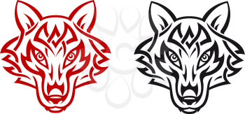 Wild wolf for tribal tattoo. Vector illustration