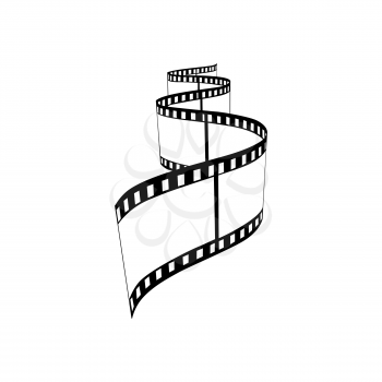 Video film strip isolated monochrome icon. Vector retro movie or cinema tape, footage production and animation picture filmstrip. Vintage slide sheet, photogtaphic equipment, curved blank strip