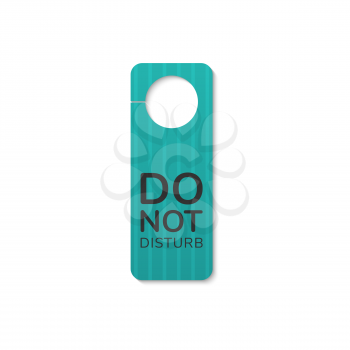 Hotel room door handle or knob tag with do not disturb. Vector no service sign on motel, office or school door, label or card with prohibition or warning information. Busy message, doorknob hanger