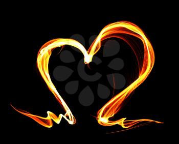 Royalty Free Clipart Image of a Flame Heart