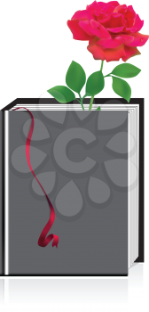 Royalty Free Clipart Image of a Red Rose in a Book