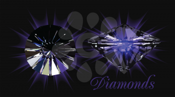 Royalty Free Clipart Image of Diamonds on Black