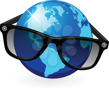 Royalty Free Clipart Image of a Globe in Sunglasses