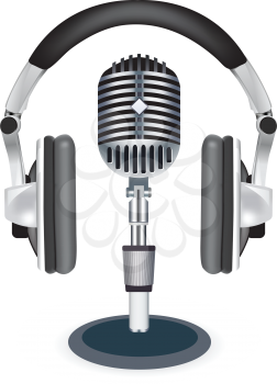 Royalty Free Clipart Image of a Microphone and Headphones