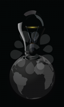 Royalty Free Clipart Image of a Lightbulb in a Globe
