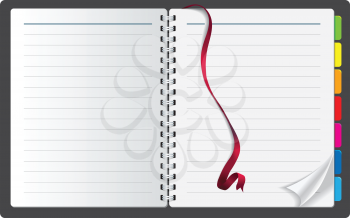 Royalty Free Clipart Image of a Notebook With a Ribbon