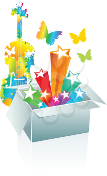 Royalty Free Clipart Image of a Surprise Gift Box