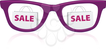 Royalty Free Clipart Image of Glasses With Sale Bags