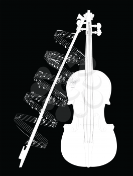Royalty Free Clipart Image of a Violin and Music Background