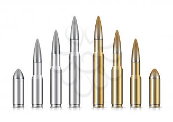 Set of bullets on white background