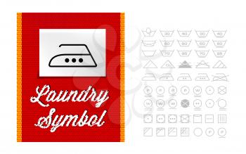 Washing symbols on clothing label. Vector set
