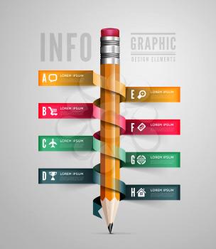 Creative Template with pencil ribbon. Infographics vector illustration