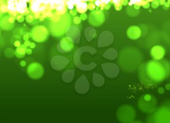Green nature background with defocused lights - bokeh effect. Vector illustration