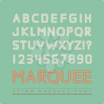 Retro marquee font. Vector illustration on green background