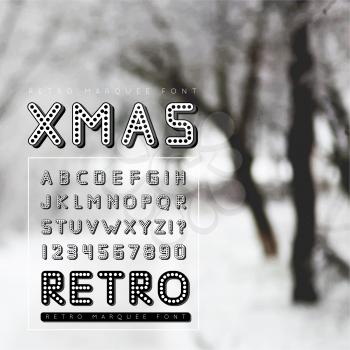 Retro marquee font.  illustration on white background