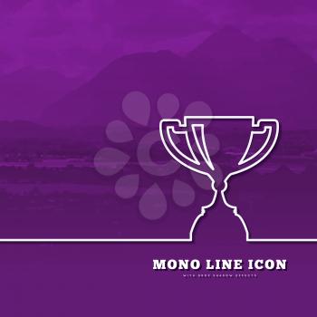 Winner award cup. with mountains Thin line web icons with outline . Vector illustration