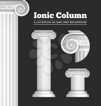 Vector illustration of classical Greek or Roman Ionic column 