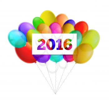 Sample greeting card 2016 Christmas card with  balloons and numbers. Image Printer, stocks, greetings, e-mail, Web. Vector illustration
