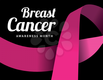 Breast cancer awareness symbol, isolated on dark background. Vector illustration