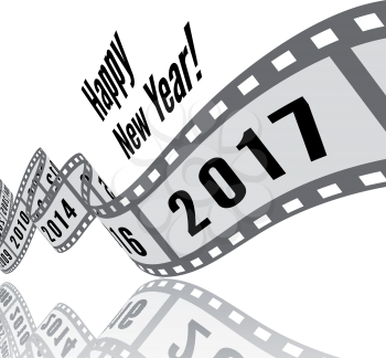 Happy new year 2017. Film strip vector illustration