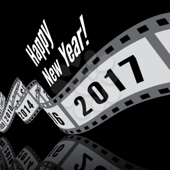 Happy new year 2017. Film strip vector illustration