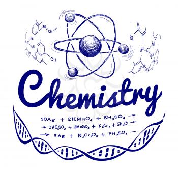 Hand drawn chemistry vector illustration on white background