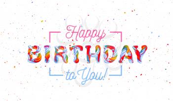 Colorful 3d text birthday. Vector illustration on white background
