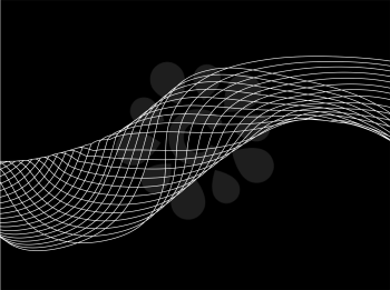 Abstract waves from lines. Blend design. Vector illustration on black background.