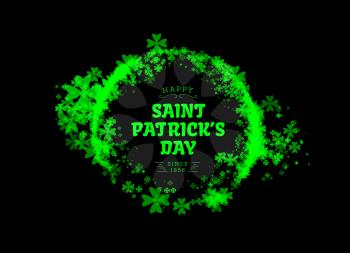 St Patricks day. Vector background vector illustration with clover leaves on black background